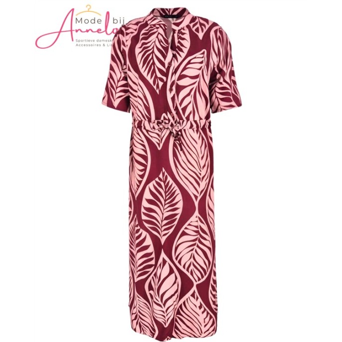 FOS Jurk 7846 Lalia bladprint Plum